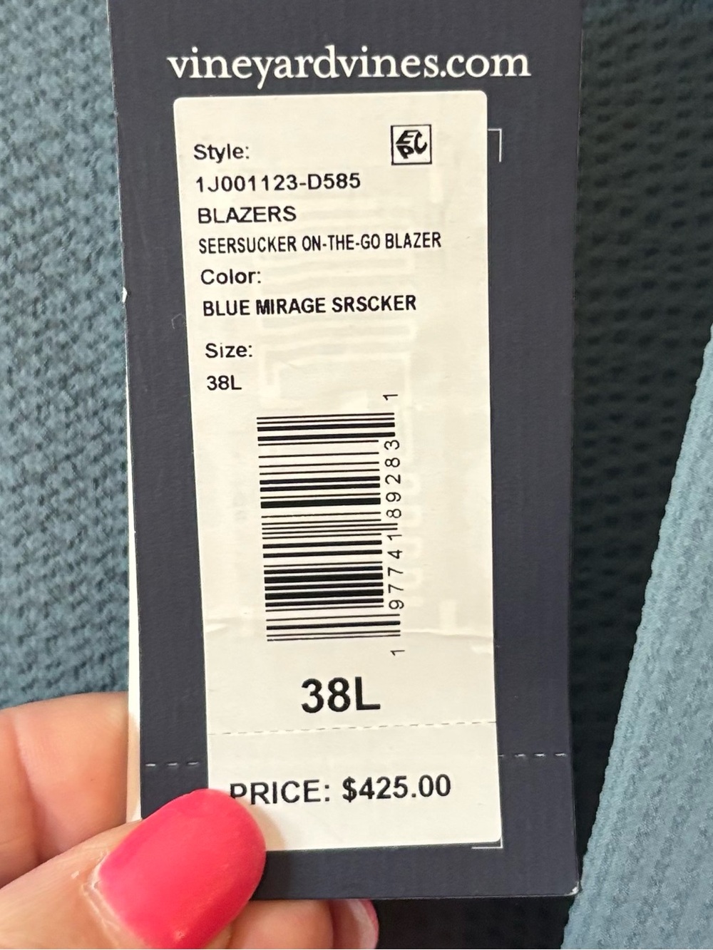 NWT Vineyard Vines On-The-Go Seersucker Blazer Blue Mirage 38L Performance Navy - Picture 4 of 10